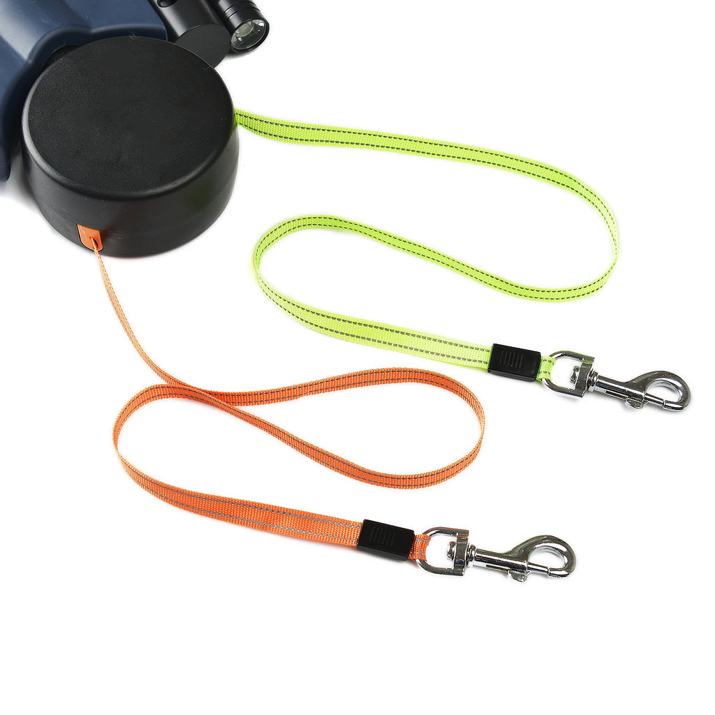 3M Retractable Dual Dog Leash with LED Light & 360° No-Tangle Design