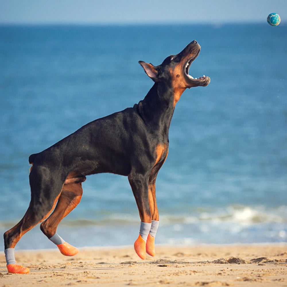 4PCS Dog Shoes Waterproof Fall Winter Pet Snow Boots