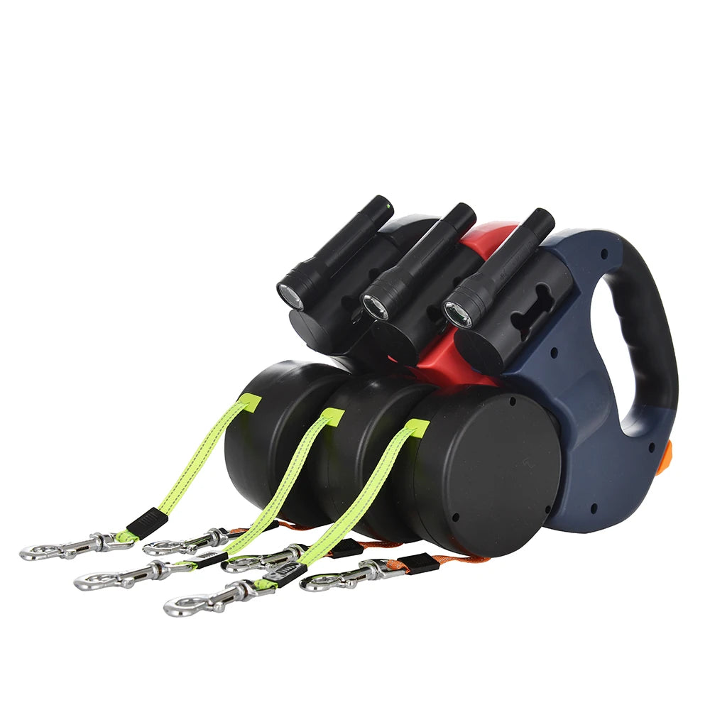 3M Retractable Dual Dog Leash with LED Light & 360° No-Tangle Design
