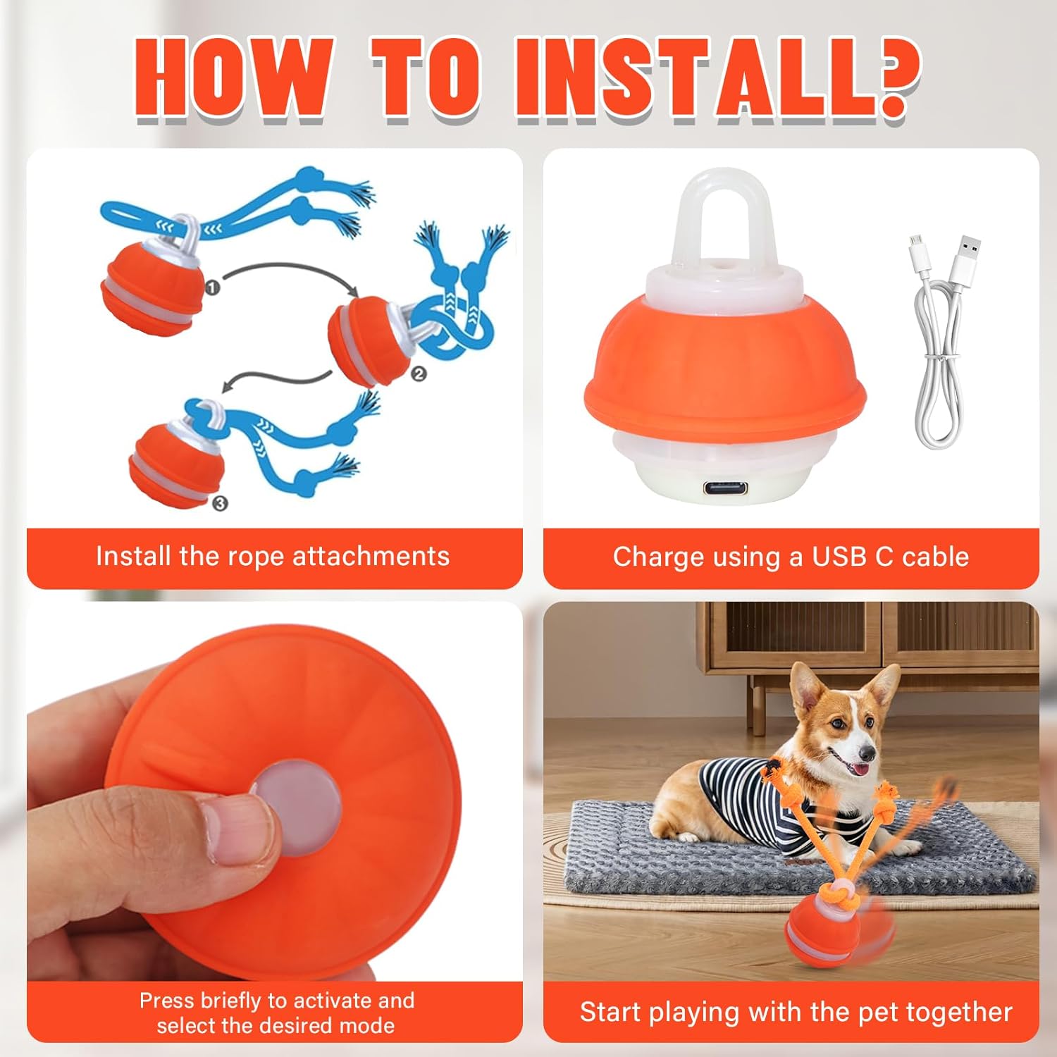 Interactive Motion-Activated Dog Ball Toy