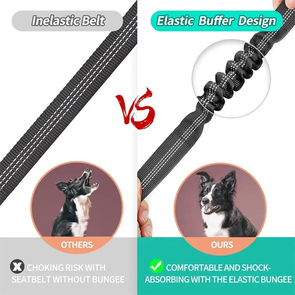 Adjustable Reflective Dog Car Seat Belt with Shock Absorber