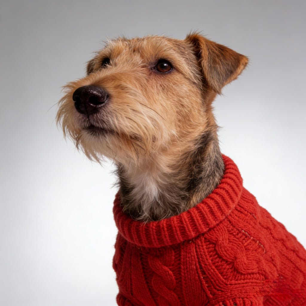 ARIMO “Chunky Cable-Knit” Dog Sweater — Red