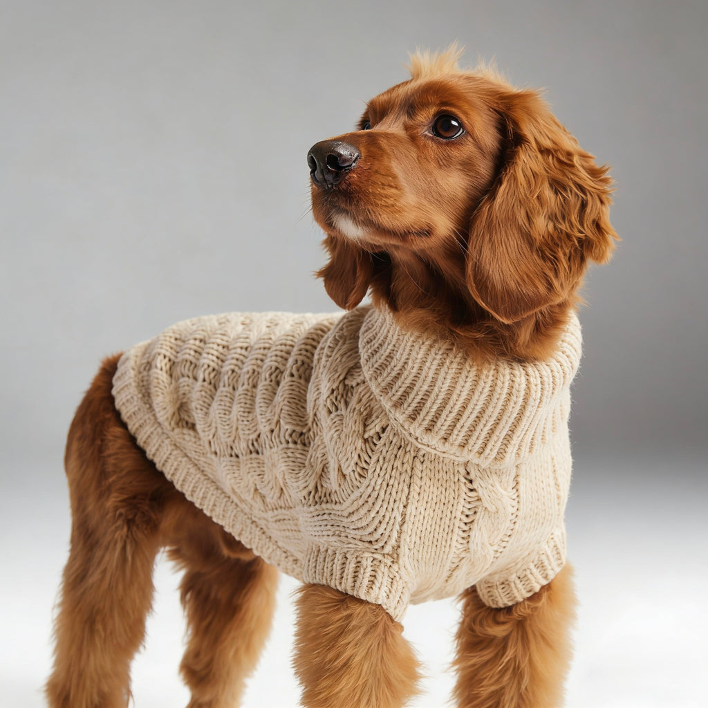 ARIMO “Chunky Cable-Knit” Dog Sweater — Oatmeal