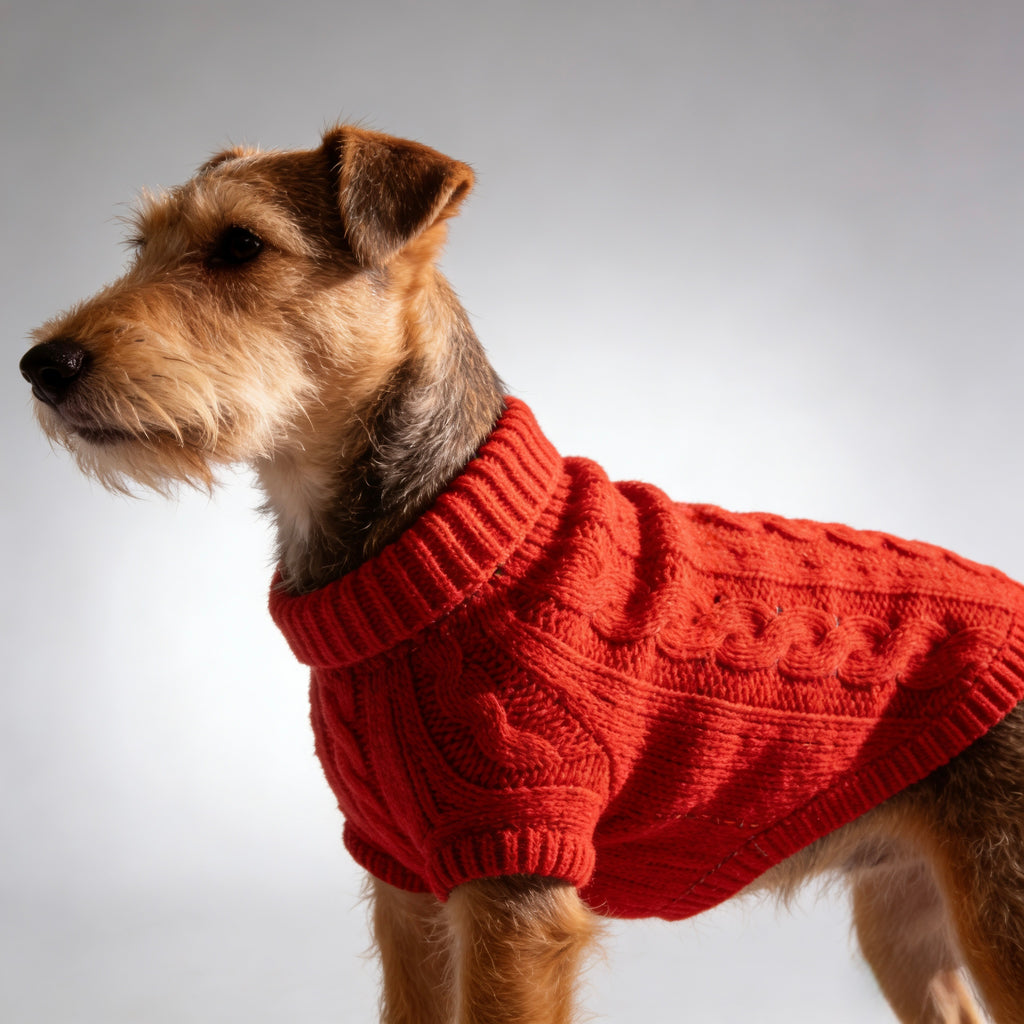 ARIMO “Chunky Cable-Knit” Dog Sweater — Red
