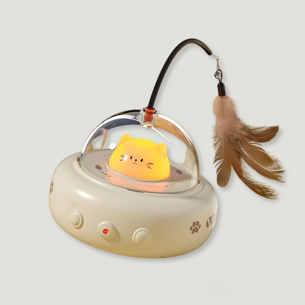 Smart UFO Cat Toy – Auto Feather Teaser with LED Light