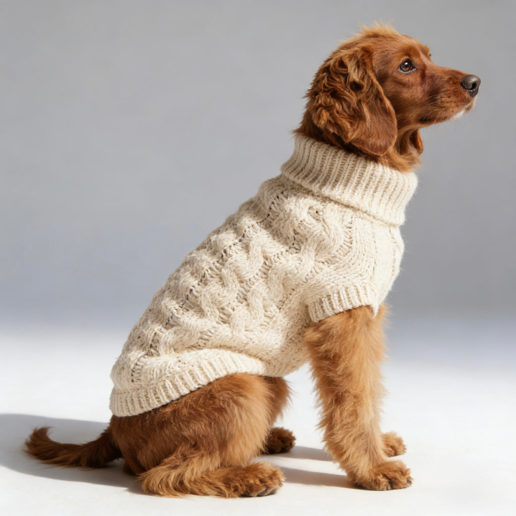 ARIMO “Chunky Cable-Knit” Dog Sweater — Oatmeal