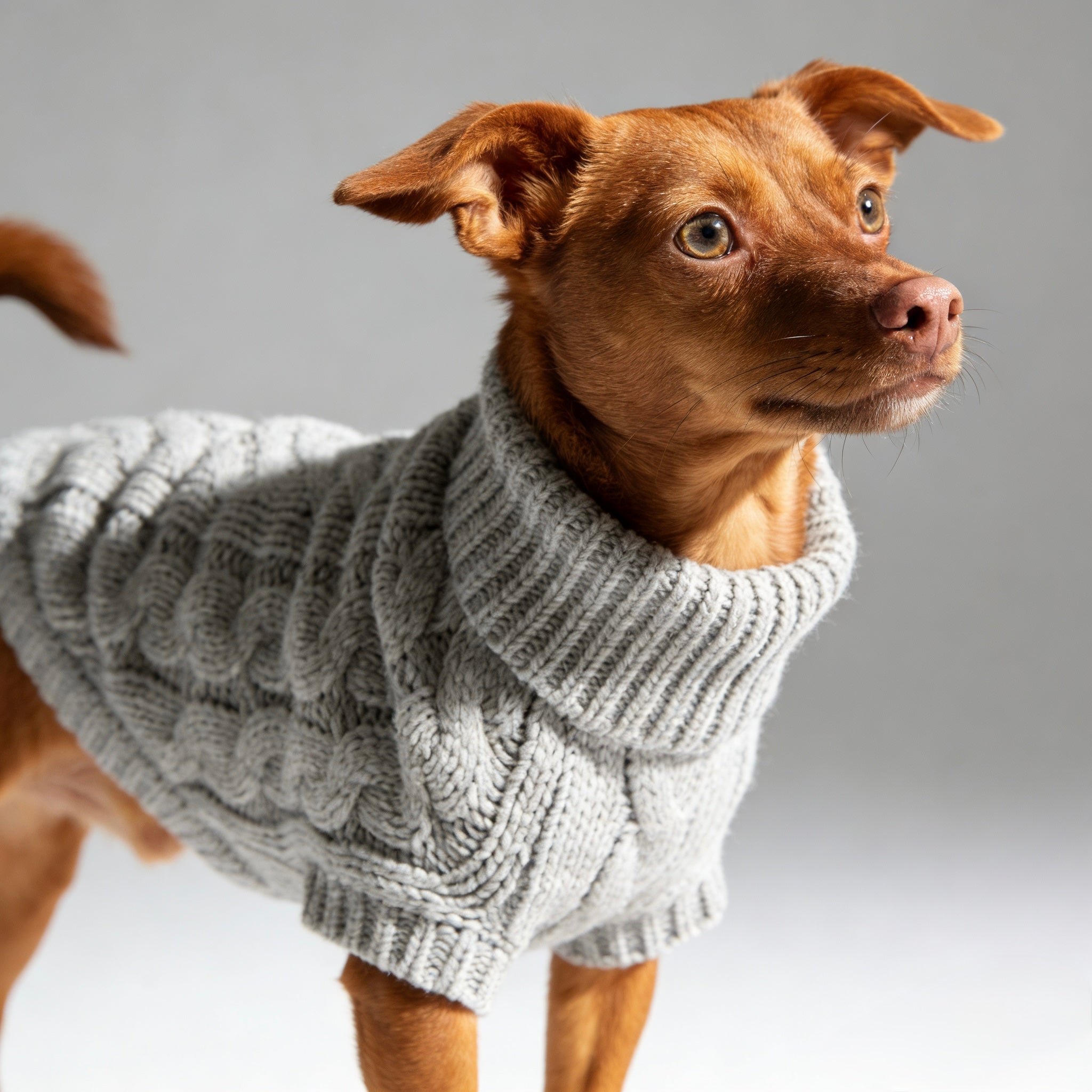 ARIMO “Chunky Cable-Knit” Dog Sweater — Grey