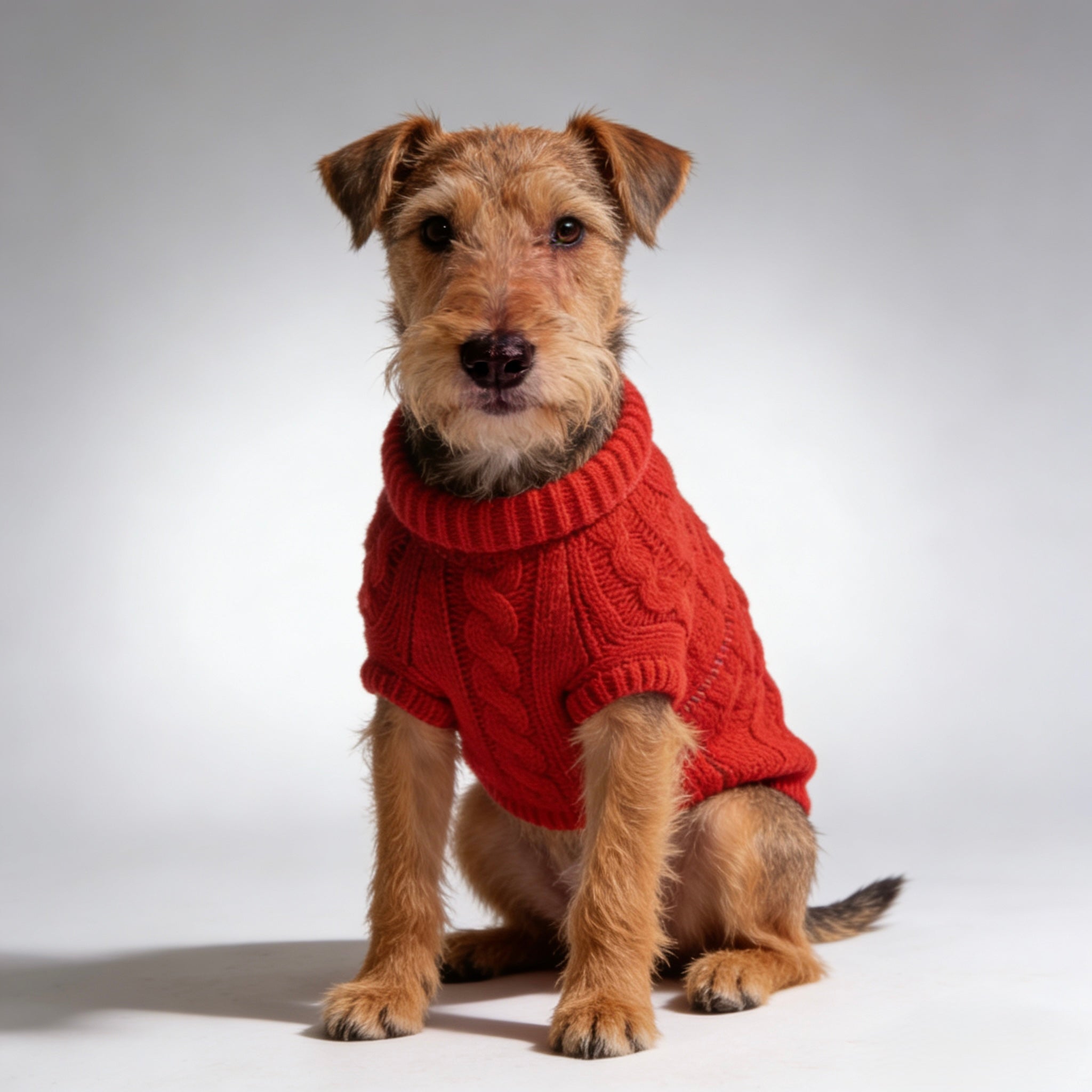 ARIMO “Chunky Cable-Knit” Dog Sweater — Red
