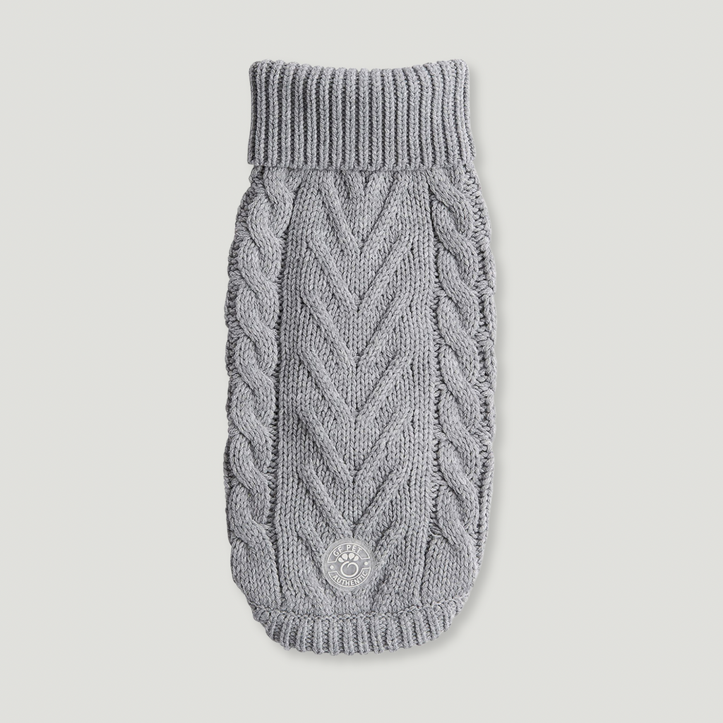 ARIMO “Chunky Cable-Knit” Dog Sweater — Grey