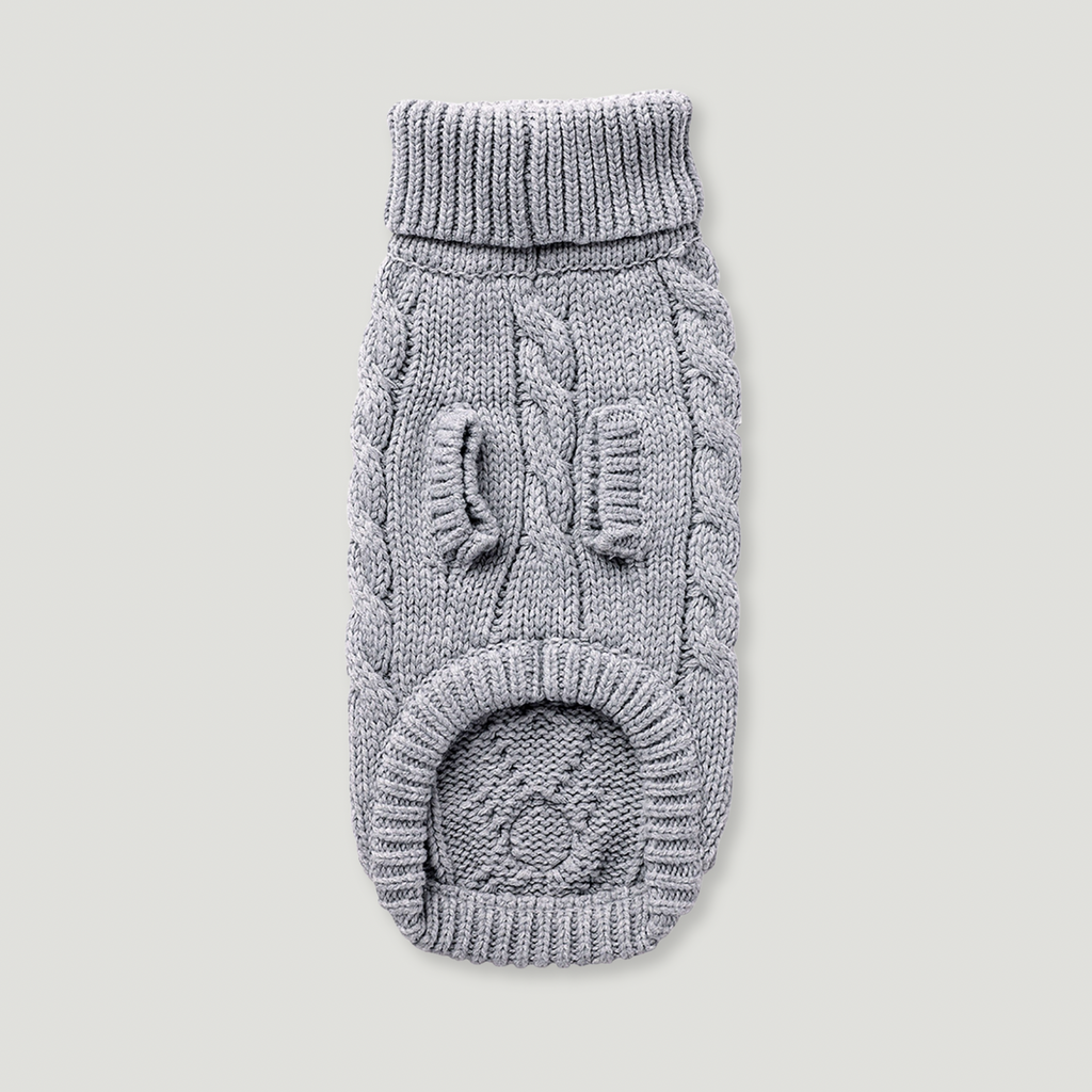 ARIMO “Chunky Cable-Knit” Dog Sweater — Grey
