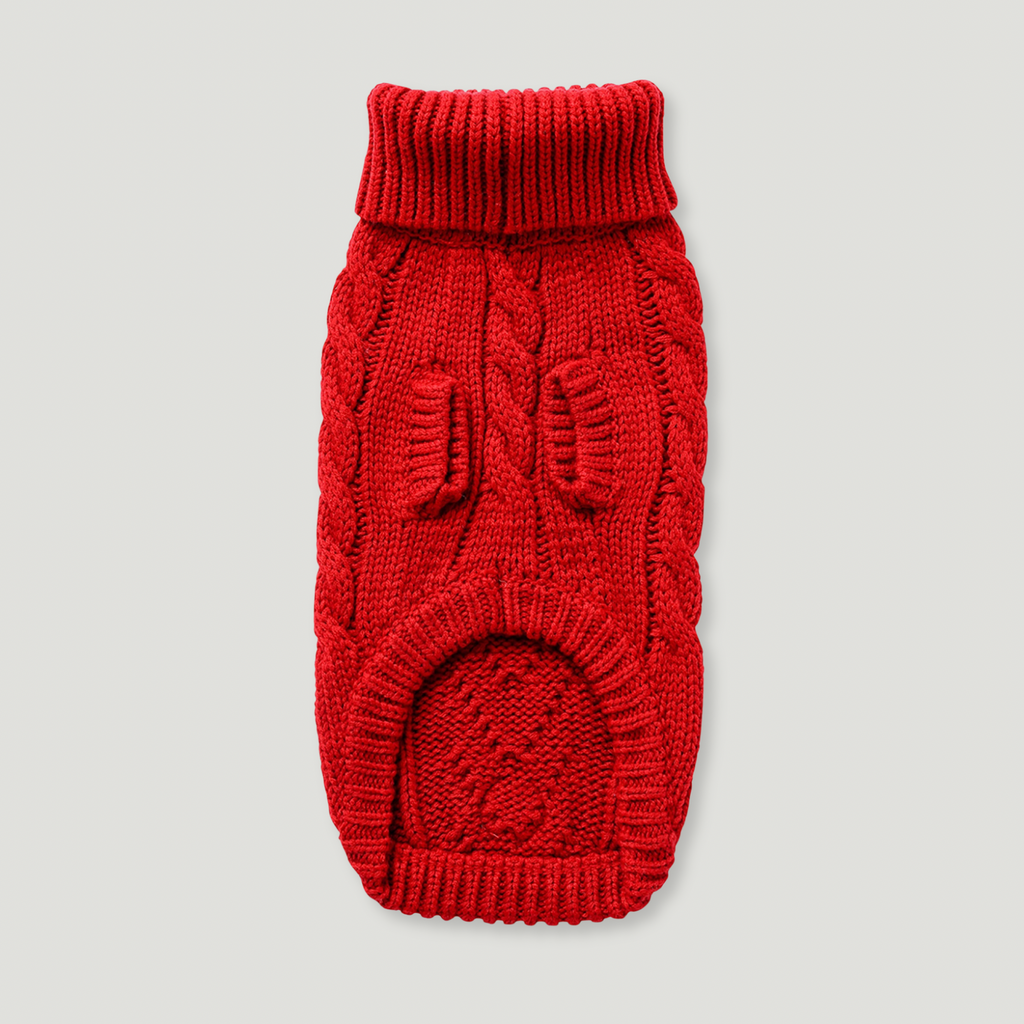 ARIMO “Chunky Cable-Knit” Dog Sweater — Red