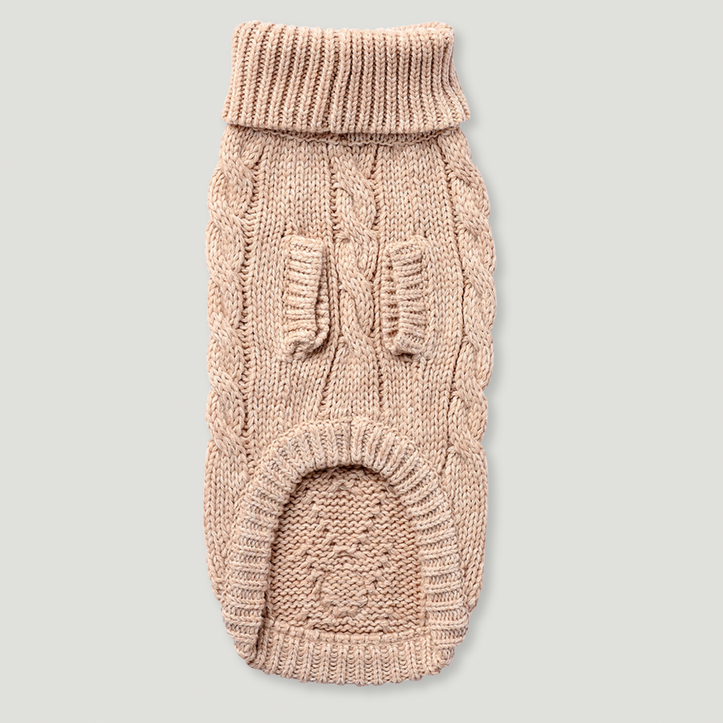 ARIMO “Chunky Cable-Knit” Dog Sweater — Oatmeal