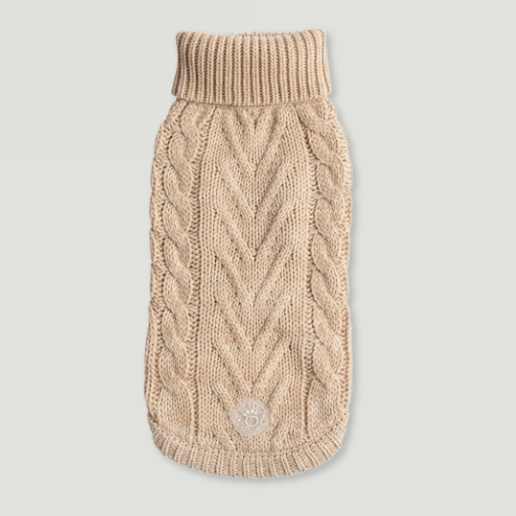 ARIMO “Chunky Cable-Knit” Dog Sweater — Oatmeal
