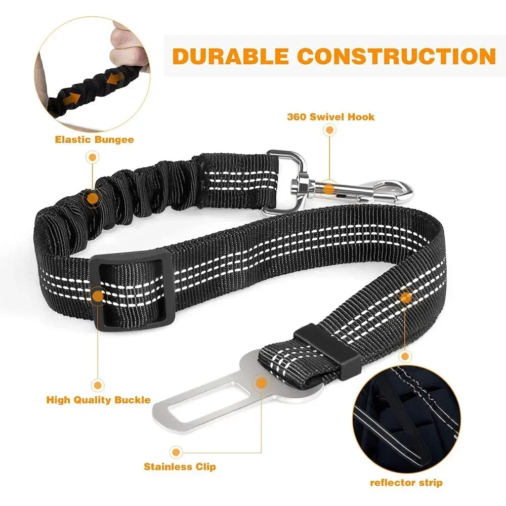 Adjustable Reflective Dog Car Seat Belt with Shock Absorber