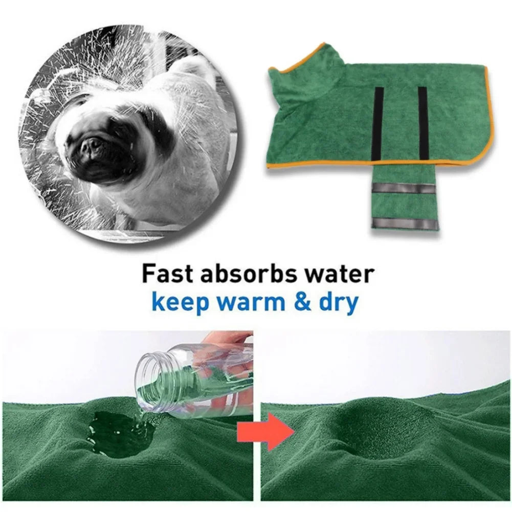 Dog Bathrobe Bath Towel Robe Absorbent Soft Towel