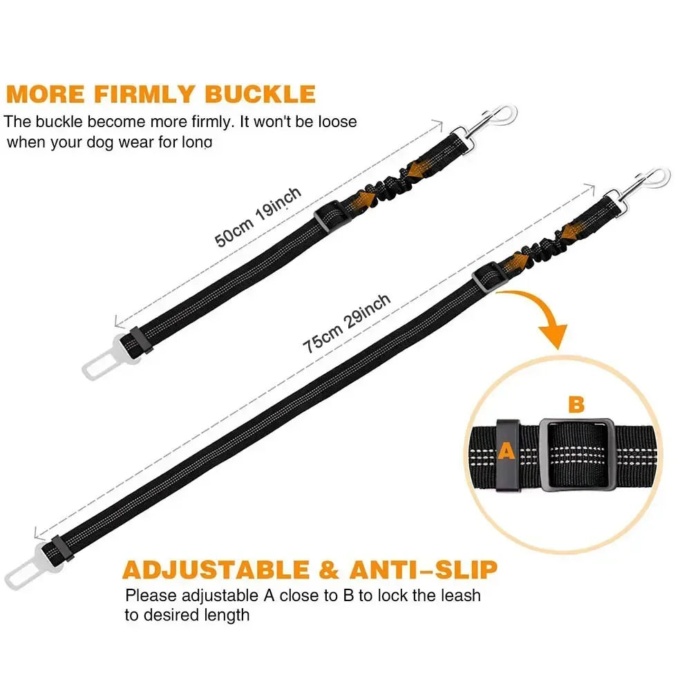 Adjustable Reflective Dog Car Seat Belt with Shock Absorber