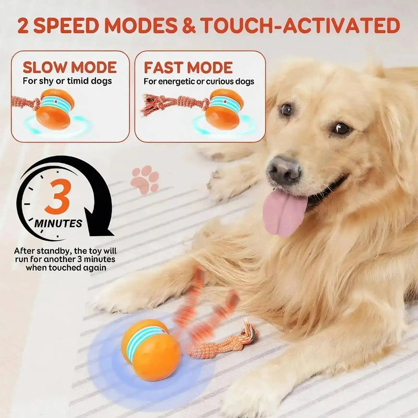 Interactive Smart Rolling Dog Ball with Rope