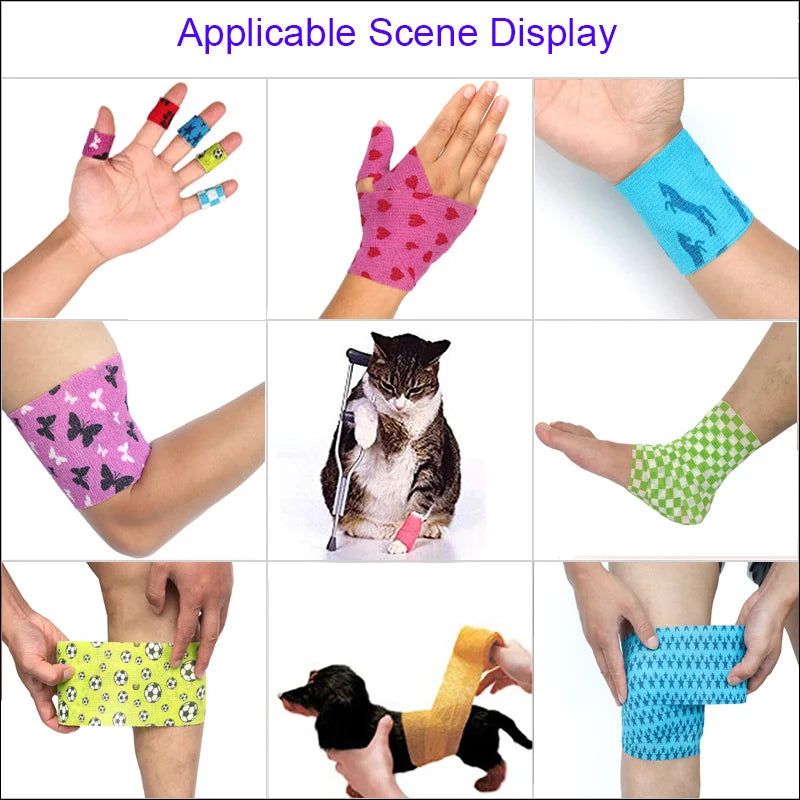 Colorful Bandage, Printed Self-Adhesive Wraps, 2.5cm-10cm