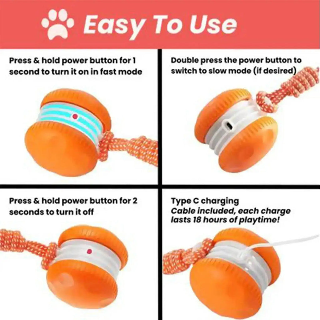 Interactive Smart Rolling Dog Ball with Rope
