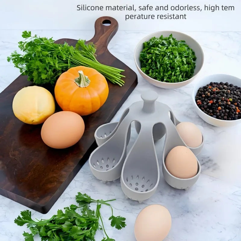 Silicone Egg Cooker High-Temperature Resistant Silicone Steaming Eggs Boiler for Home Quick Breakfast Prep Kitchen Tools