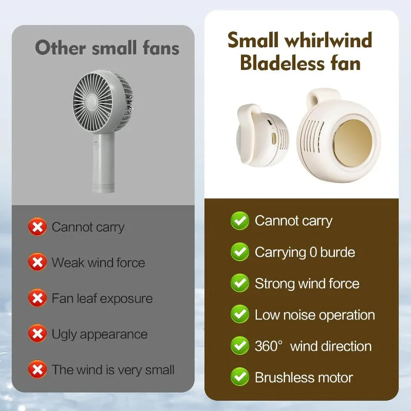 Portable Bladeless Clip Fan – 3 Speed USB Rechargeable