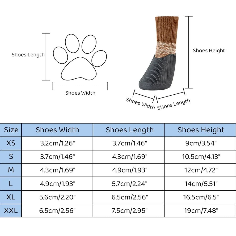 4PCS Dog Shoes Waterproof Fall Winter Pet Snow Boots