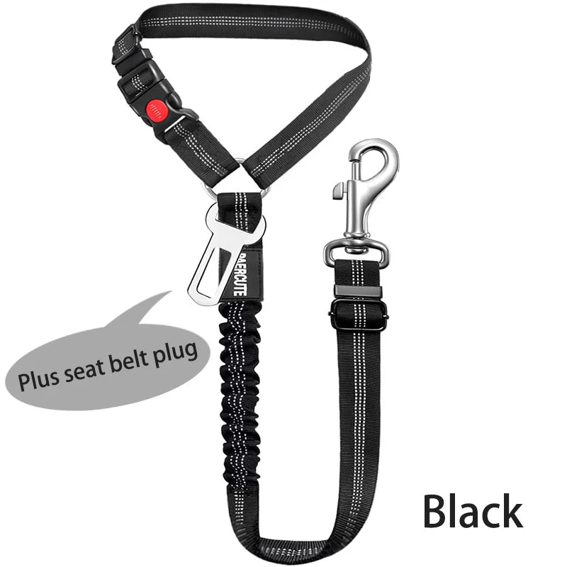 2-in-1 Adjustable Dog Cat Car Seat Belt & Headrest Safety Leash
