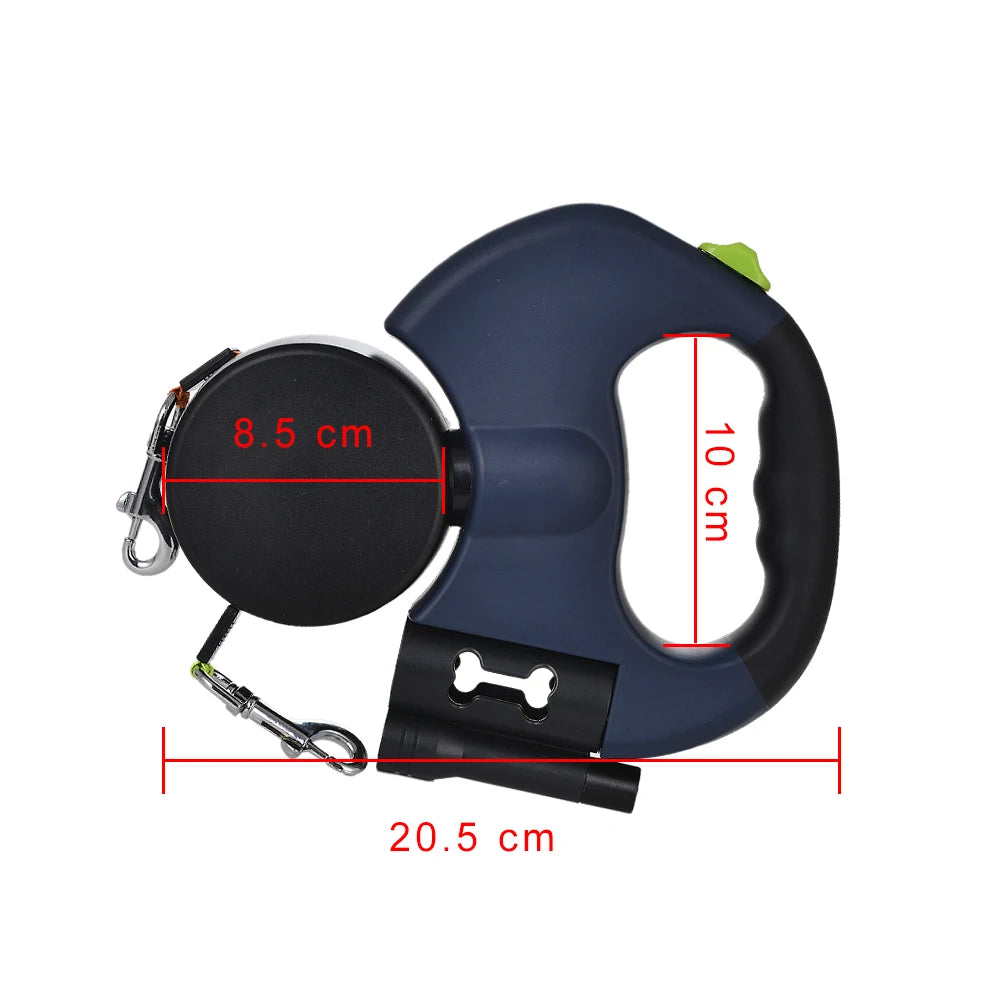 3M Retractable Dual Dog Leash with LED Light & 360° No-Tangle Design
