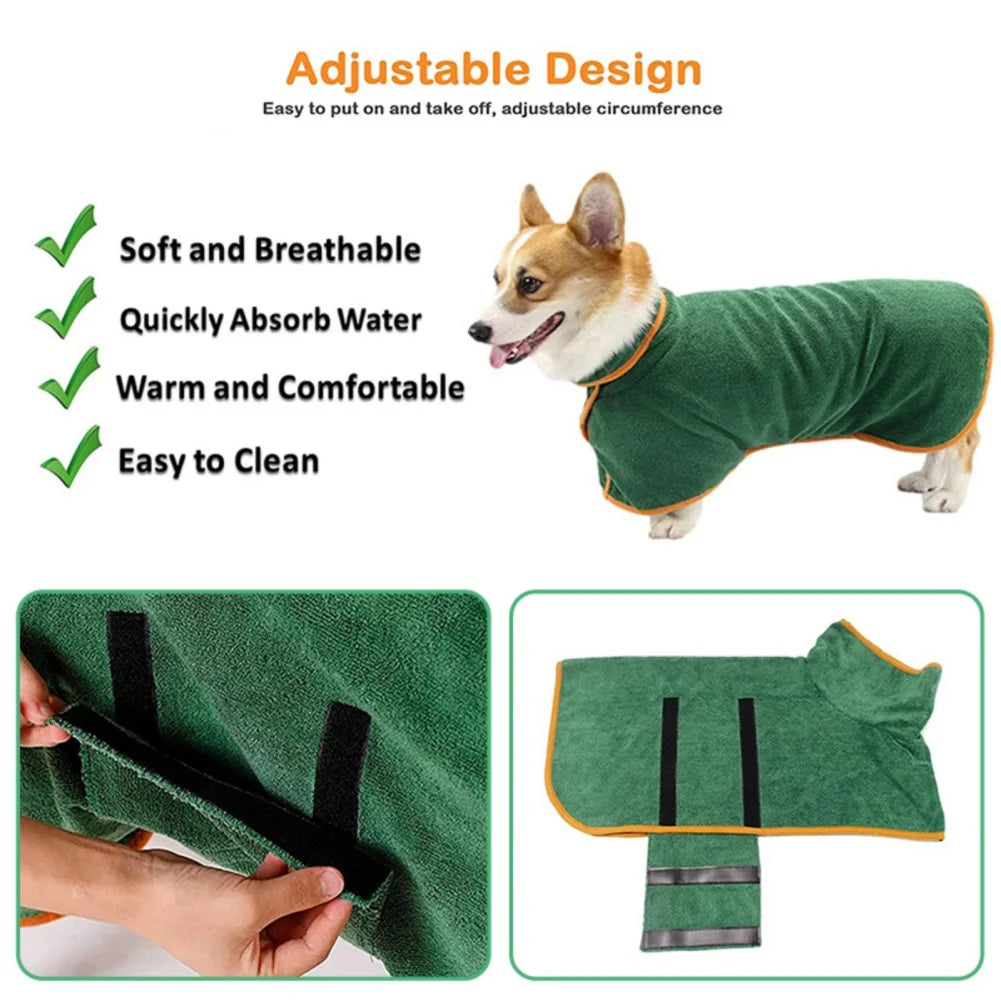 Dog Bathrobe Bath Towel Robe Absorbent Soft Towel